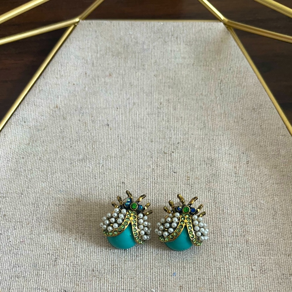 ✨ Vintage Looking Blue and Green Bug Earrings